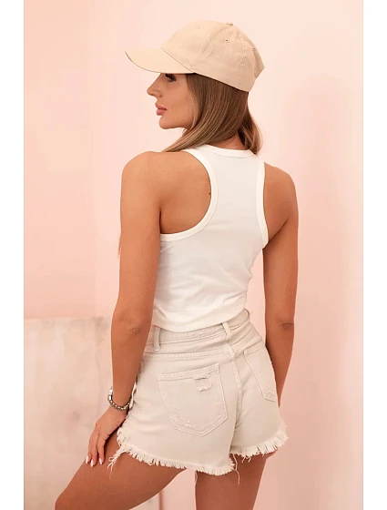 Dámská tílko z bavlny s kulatým výstřihem ecru