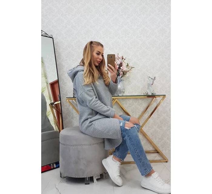 Zateplená dlouhá mikina šedá