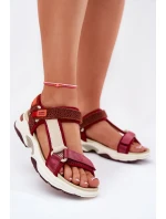 Dámské sandály na suchý zip D.Franklin DFSH406003 bordové