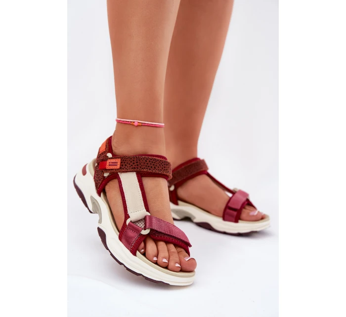 Dámské sandály na suchý zip D.Franklin DFSH406003 bordové