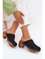 Dámské Pantofle Na Podpatku Černé model 21700123 - Boto Dámské Pantofle Na Podpatku Černé model 21700123 - Boto