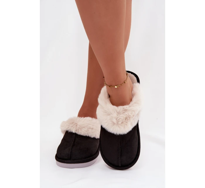 Dámské pantofle s kožešinou Černé Carisse Dámské pantofle s kožešinou Černé Carisse
