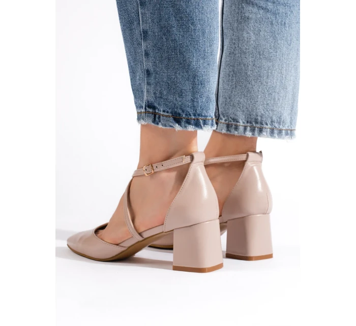 Trendy  sandály dámské hnědé na širokém podpatku