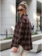 Koszula w kratę damska z przetarciami bordowa FashionStreet DY0484