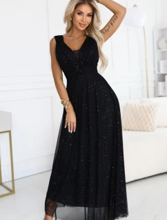 Večerní dlouhé šaty s a hlubokým výstřihem černé model 21422851 - numoco basic