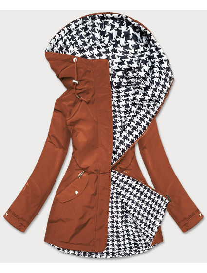 Oboustranná vypasovaná dámská bunda v karamelovo-pepito barvě (M-163)