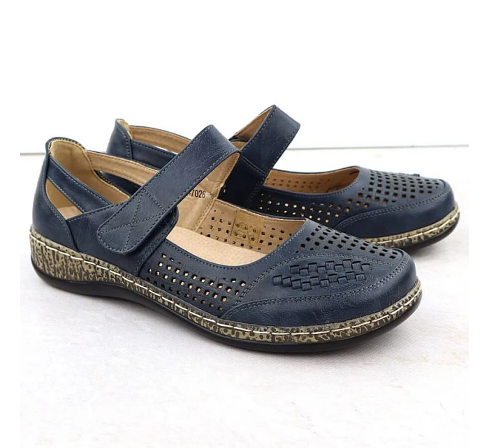 Dámská obuv na suchý zip tmavě modrá model 22073745 - Unisoft