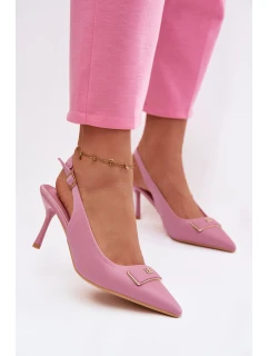 Sandály Podpatky Dámské S Ozdobným Detalem Růžové model 21937397 - Boto