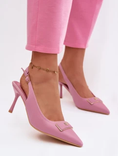 Sandály Podpatky Dámské S Ozdobným Detalem Růžové model 21937397 - Boto