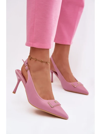 Sandály Podpatky Dámské S Ozdobným Detalem Růžové model 21937397 - Boto