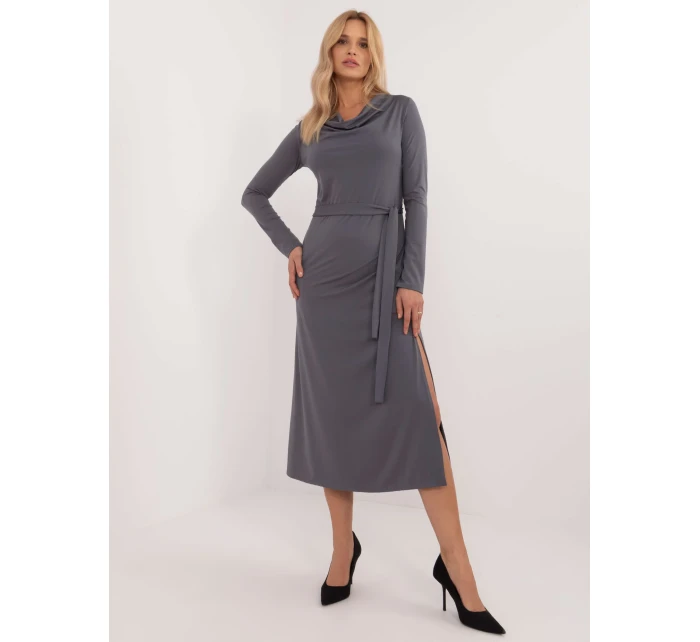 Šaty LK SK model 20546682 tmavě šedé - FPrice Šaty LK SK model 20546682 tmavě šedé - FPrice