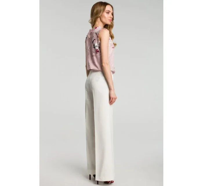 model 18001806 Kalhoty se širokými nohavicemi barva ecru - Moe