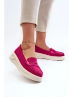 Semišové dámské mokasíny Fuchsia model 20453046 - Kesi