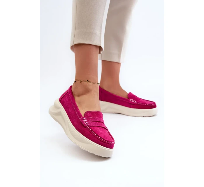 Semišové dámské mokasíny Fuchsia model 20453046 - Kesi