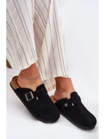 Dámské semišové pantofle s přezkou Big Star – černé