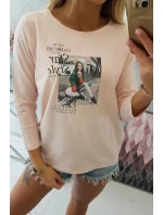 Halenka s potiskem Star Style v pudrově růžové barvě Halenka s potiskem Star Style v pudrově růžové barvě