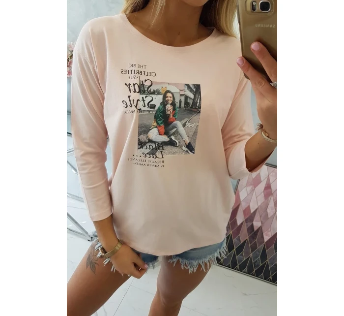 Halenka s potiskem Star Style v pudrově růžové barvě Halenka s potiskem Star Style v pudrově růžové barvě