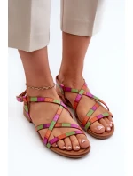 Ploché Dámské Kožené Sandály model 21661347 Multikolor - Maciejka Ploché Dámské Kožené Sandály model 21661347 Multikolor - Maciejka