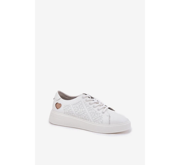 Dámské Kožené Tenisky Na Platformě Vinceza 88018 Bílé
