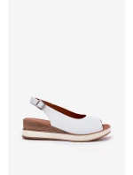 Kožené Sandály Na Klínu Artiker 56C2317 Bílé