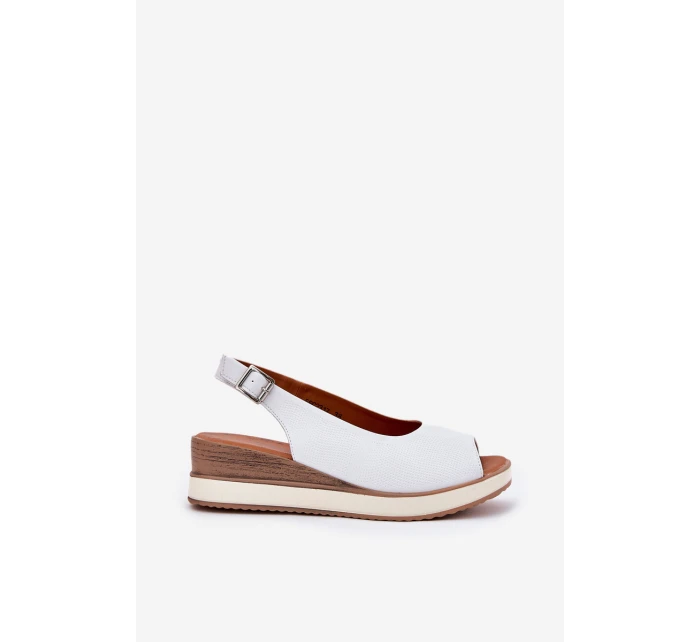 Kožené Sandály Na Klínu Artiker 56C2317 Bílé