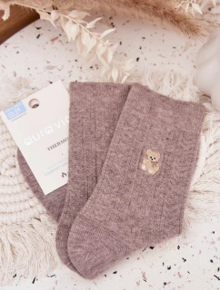 Teplé Dámské Ponožky S Vlnou Medvěd Tmavě Béžové