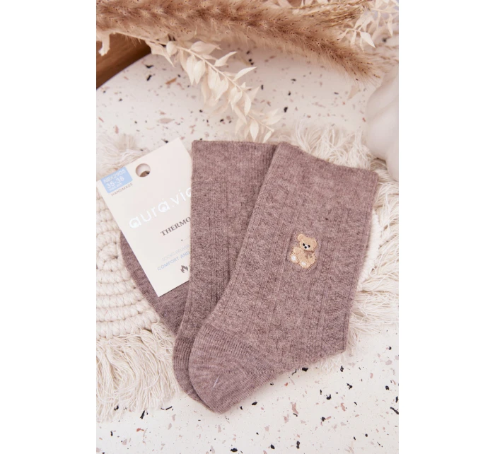 Teplé Dámské Ponožky S  Tmavě Béžové model 21786844 - Aura.via
