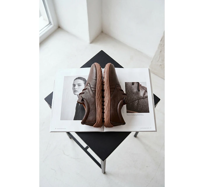 Kožené dámské polobotky Barefoot model 22074657 Čokoládové - Zazoo Kožené dámské polobotky Barefoot model 22074657 Čokoládové - Zazoo