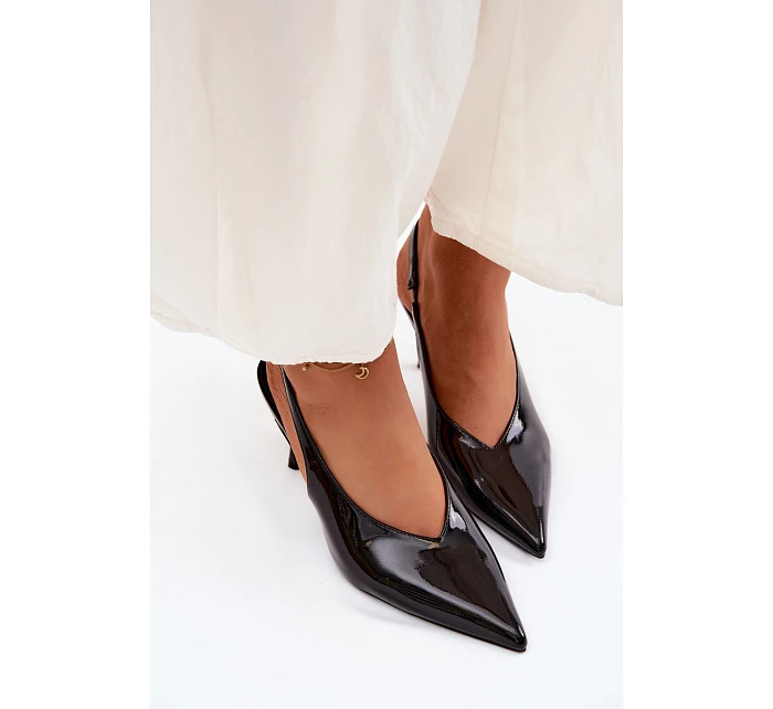 Lakované Podpatky Sandály Z Eko Kůže Černé model 22122862 - Boto