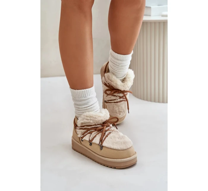 Nízké Sněhule Na Platformě S Kožešinou D.Franklin Béžové