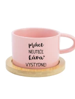 PRÁCE NEUTEČE, KÁVA VYSTYDNE! - růžový hrníček makronka 200 ml