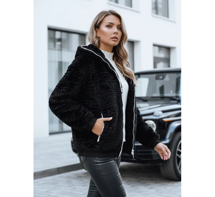 Dámská kožešinová bunda s kapucí černá FashionStreet TY5271 Dámská kožešinová bunda s kapucí černá FashionStreet TY5271