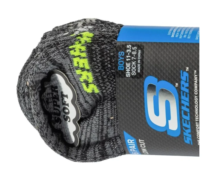 Skechers 6ks Chlapecké ponožky bez froté S112222-BLK Black 31-34 Skechers 6ks Chlapecké ponožky bez froté S112222-BLK Black 31-34