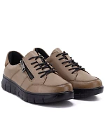 Dámské kožené polobotky na platformě, béžové, model 22343089 - VINCEZA