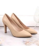 Sergio Leone W SK415B béžové lodičky na podpatku