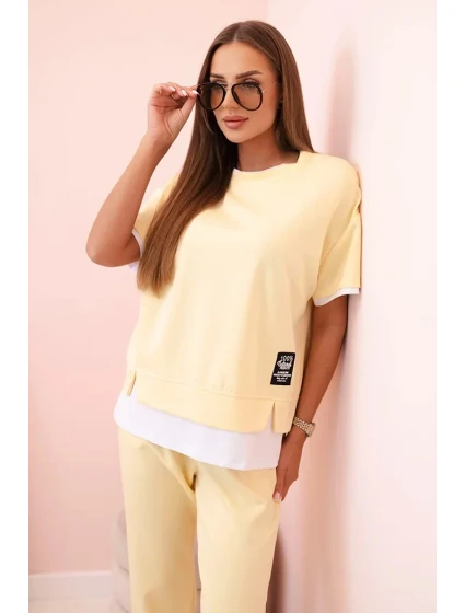 Dámská máslová souprava s krátkým rukávem a kalhotami žlutý Dámská máslová souprava s krátkým rukávem a kalhotami žlutý