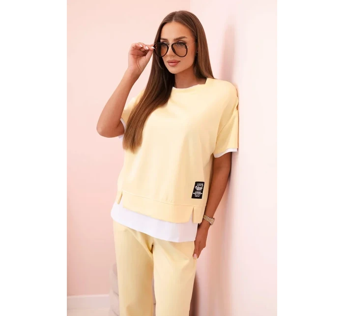 Dámská máslová souprava s krátkým rukávem a kalhotami žlutý Dámská máslová souprava s krátkým rukávem a kalhotami žlutý