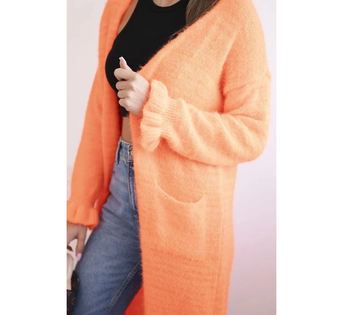 Dámský kardigan s vlnou v  růžový model 21402220 - K-Fashion