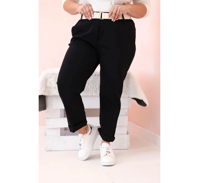 Dámské kalhoty Punto Milano Winter Plus Size s páskem černé