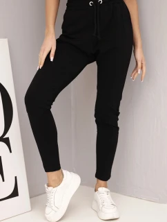 Dámské tepláky s elastickým pasem a šňůrkou černé