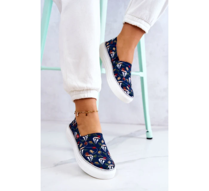 Dámské tenisky nazouvací Memory Foam Big Star JJ276016 Námořnická modrá