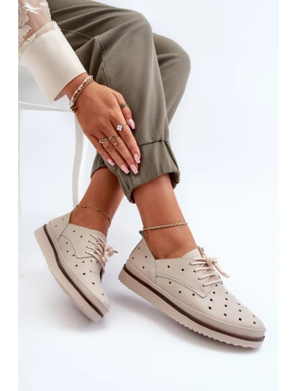 Bílé dámské kožené polobotky model 21655704 - S.Barski