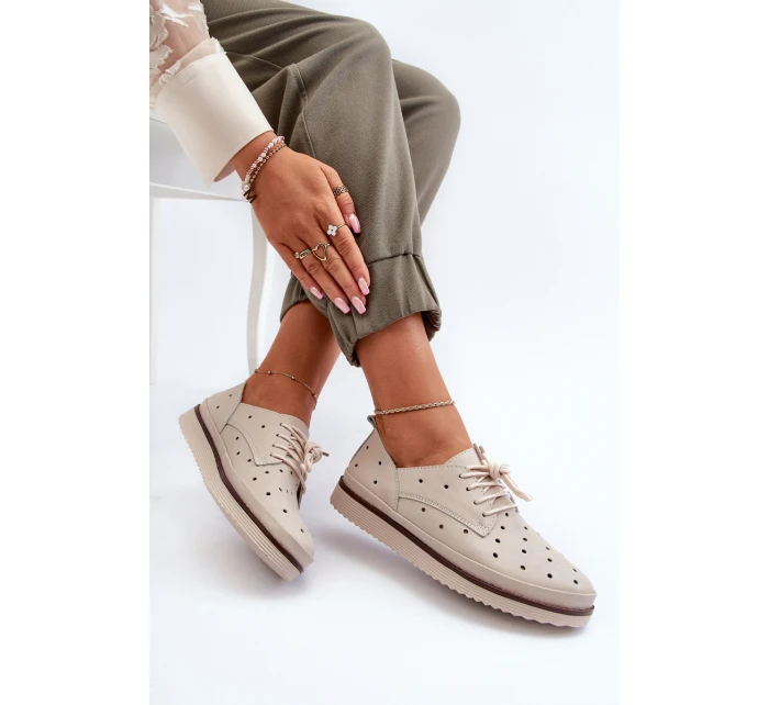 Bílé dámské kožené polobotky model 21655704 - S.Barski