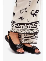 Ploché Sandály S Dekorací Eko Semiš Černé Lilria Ploché Sandály S Dekorací Eko Semiš Černé Lilria