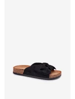 Dámské Pantofle Na Korkové Podešvi S Mašlí Černé model 21701497 - Boto Dámské Pantofle Na Korkové Podešvi S Mašlí Černé model 21701497 - Boto