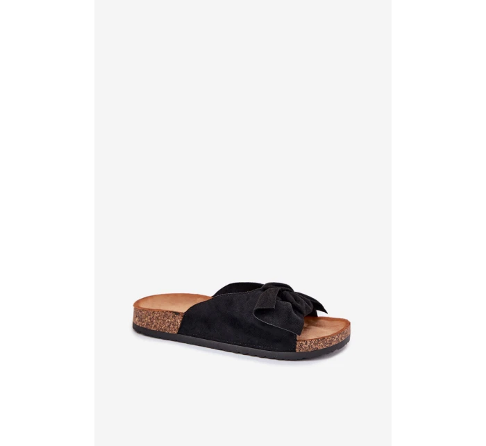 Dámské Pantofle Na Korkové Podešvi S Mašlí Černé model 21701497 - Boto Dámské Pantofle Na Korkové Podešvi S Mašlí Černé model 21701497 - Boto