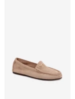 Dámské mokasíny s malým zlatým detailem tmavě béžové Sarivelle