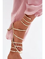 Dámské sandály na podpatku s pásky Zlaté model 22102998 - Boto