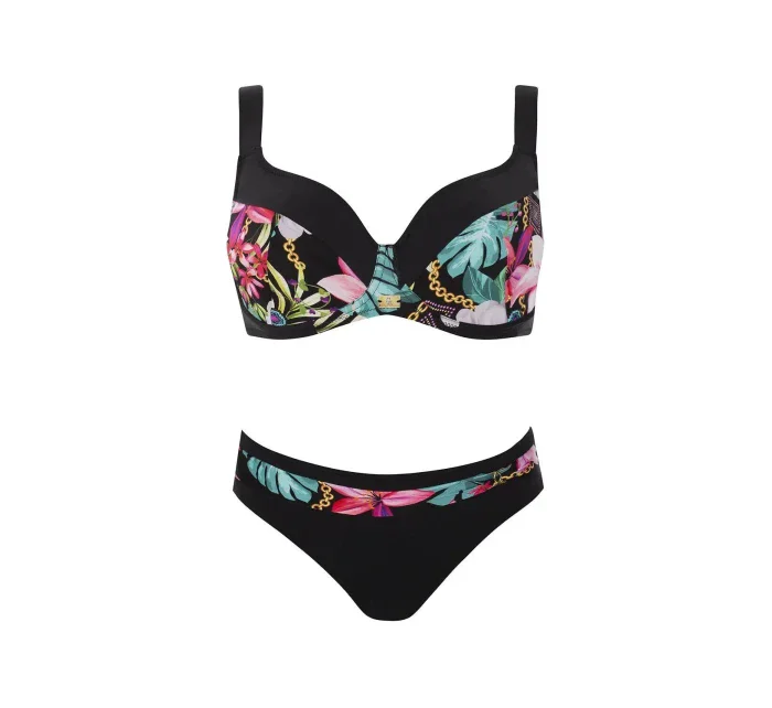 Dámské dvoudílné plavky Barcelona 1 S896BE1 černé s listy - Self Dámské dvoudílné plavky Barcelona 1 S896BE1 černé s listy - Self