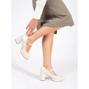 Exkluzívní hnědé  polobotky dámské na širokém podpatku